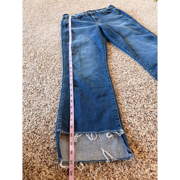 Genetic Los Angeles Hepburn High Rise Cropped Flare Jeans Medium Wash Raw Hem 29 - Picture 8 of 9